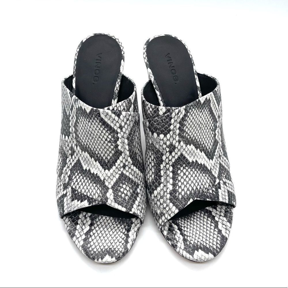 VINCE Heath-B Sahara Leather Mule Sandals Snake Skin NWT/NIB - Picture 4 of 5